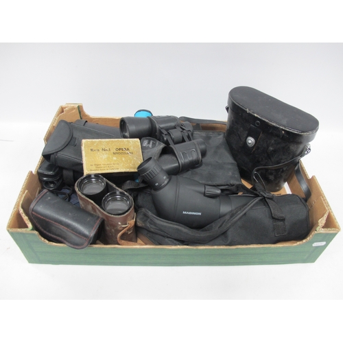 1160 - Binoculars, including Halina 20x50, Tecnar 16x50, Chinon 8x30 and Maginon 20x60 spotting scope, all ... 