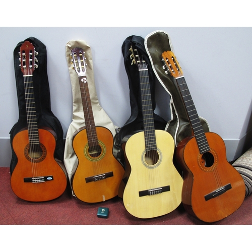 1236 - Four Classical Guitars with soft carrying bags, including Antonia Classic, Valencia CG160 3/4, Spani... 