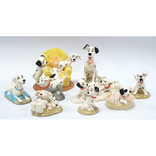 1317 - Royal Doulton 101 Dalmations Figure Groups, including 'Pups in the Armchair', 'Rolly', 'Patch in Bas... 