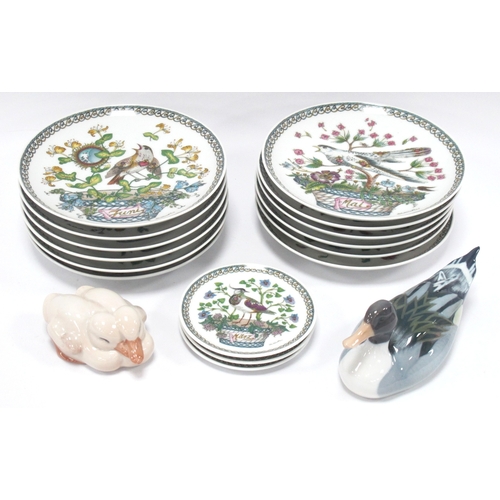 1320 - Royal Copenhagen, Sleeping Ducks 064 and Duck 119. Hutschenreuther Twelve Months of The Year Plates,... 