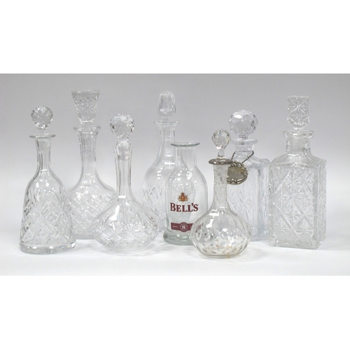 1358 - Seven Crystal and Cut Glass Decanters, in various shapes and sizes, examples by Edinburgh Crystal wi... 