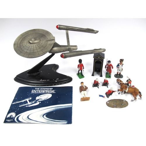 1439 - Franklin Mint Star Trek “Starship Enterprise” metal figure with COA, together with metal toy soldier... 