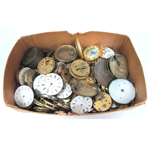 1492 - A Quantity of Assorted Pocket Watch and Wristwatch Movements and Dials, spares/repairs, etc :- One B... 