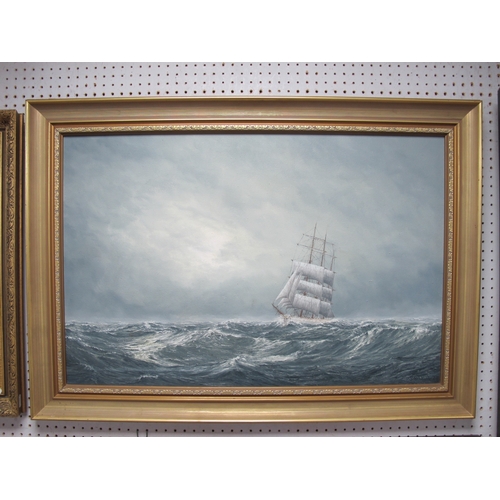 1559 - J.S. Waide, Clipper Ship in Choppy Seas, oil on canvas, circa 1970s, 49cm x 74cm, signed and dated '... 