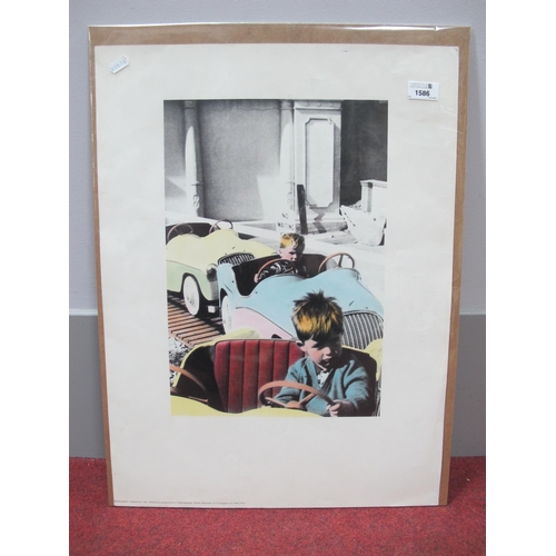 1586 - 'Dodgem Boys' Matt Squires Coloured Print Image, 40.5 x 27.5cm, overall 60.5 x 45cm.