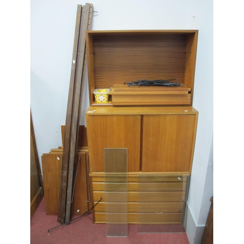 1599 - Teak Circa 1960s Stacking Units, possibly Poul Cadovius Design Danish Royal System, 80cm wide, two d... 