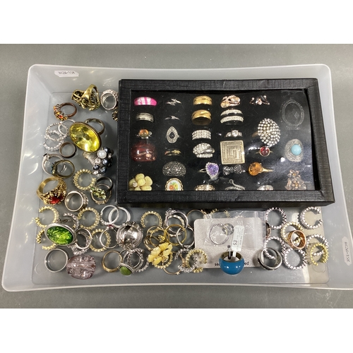 266 - A Collection of Modern Costume Rings, including claw set, rubover, clusters, textured bands, stateme... 