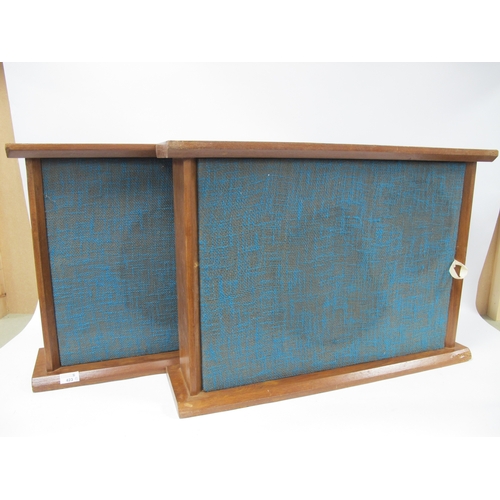 423 - A Vintage Pair of Goodmans Planax 3 Speakers, teak cased and white upholstered fabric to front, Unte... 
