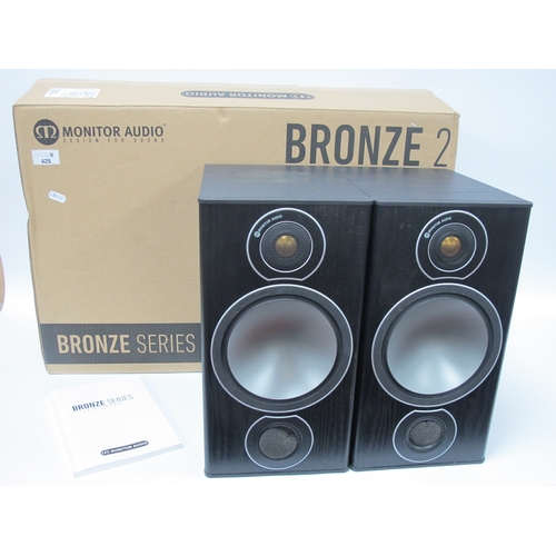 425 - Monitor Audio - Bronze 2 Bookshelf speakers, in original box with manual, excellent condition.