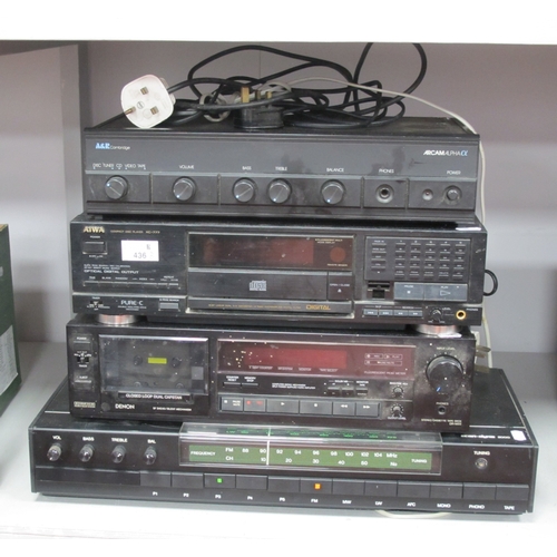 436 - An A&R Arcam Alpha a Stereo Amplifier, together with an Aiwa XC-777 Compact Disc Player, Denon DR-M2... 