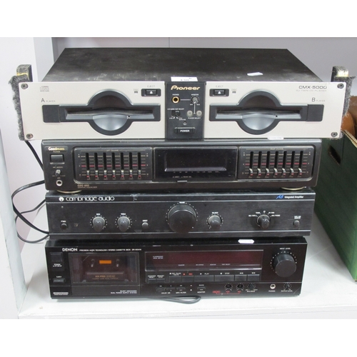 438 - A Denon DR-M24HX Precision Audio Technology/ Stereo Cassette Deck, black, together with a Cambridge ... 