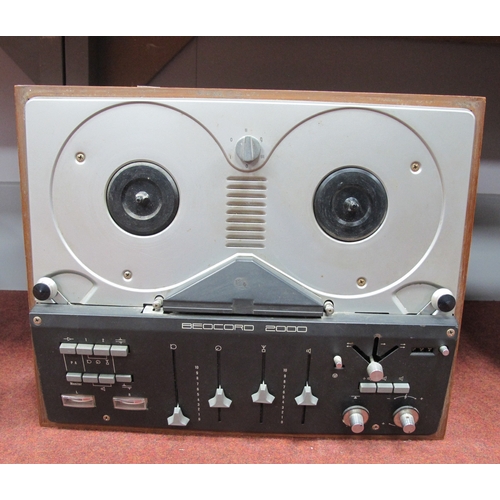443 - A Teak Bang & Olufsen Beocord 2000 Reel-to-Reel Tape Recorder, with plastic cover, Untested.