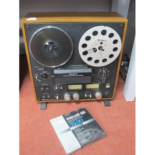 448 - Sony TC-399 Three Head Stereo Tape-recorder, with mains plug and manual.