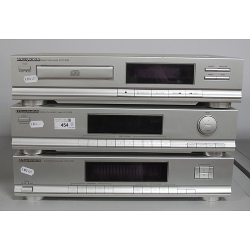 454 - Wharfedale CD Player / Tuner / Amplifier set, WCD-3038 CD player, WTIU-3038 Tuner, WEQ-3038 Amplifie... 