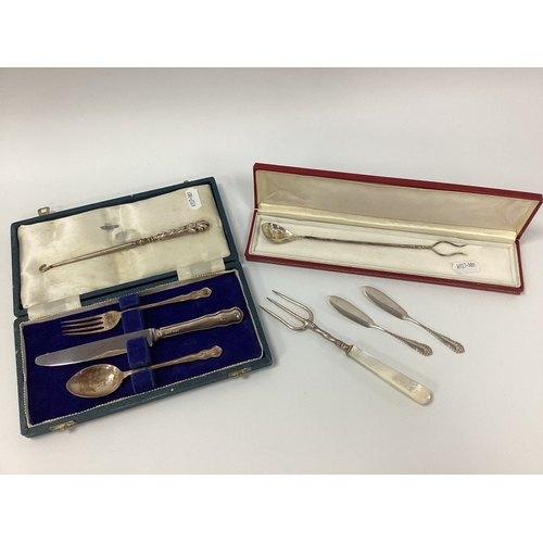 10 - A Three Piece Christening Set, comprising of a hallmarked silver spoon and fork, and a hallmarked si... 