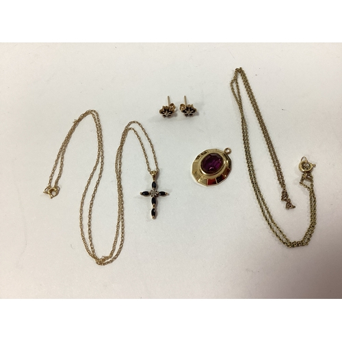 106 - A Dainty Cross Pendant, claw set stamped 