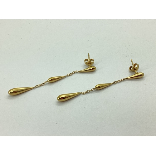 136 - A Pair of Modern Chain Link Drop Earrings, stamped 