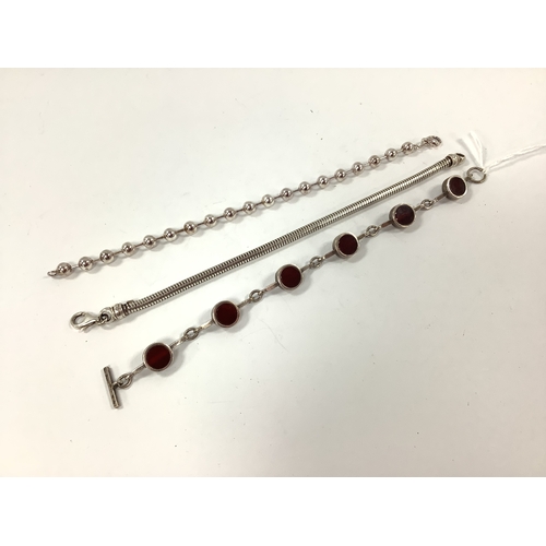 190 - Niels Erik From, Denmark; A Modernist Style Bracelet, rubover set, with toggle fastener, stamped 