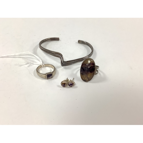 193 - A Modern Twist Design Cuff Bangle, stamped 