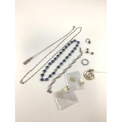 215 - A Vintage Riviera Style Necklace, claw set throughout, stamped 