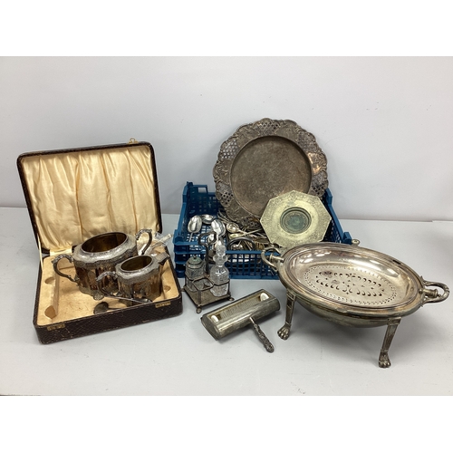 224 - A Collection of Assorted Plated Ware, including a Georgian Newcastle part hallmarked silver bright c... 