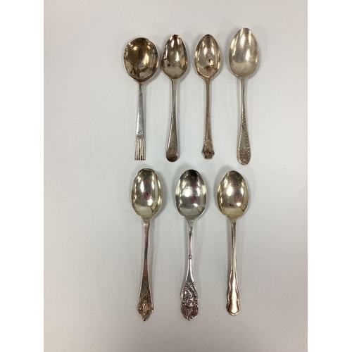 24 - A Selection of Hallmarked Silver Spoons, of various designs (7) (Total weight 150grams).
