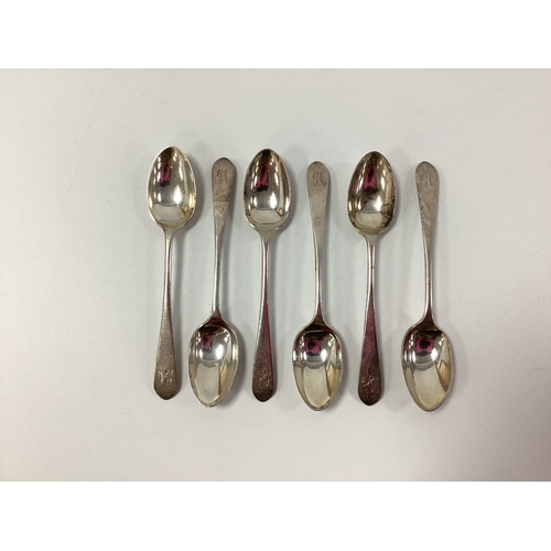 25 - A Set of Six Hallmarked Silver Coffee Spoons, initialled 'GA', William Batt & Sons, Sheffield 1898 (... 