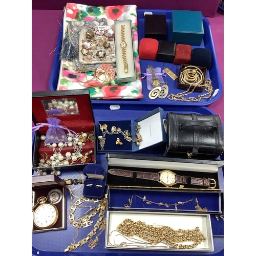 253 - A Collection of Modern Costume Jewellery and Other Items, to include gilt metals, hoop earrings, bra... 