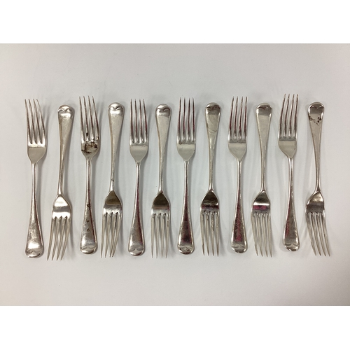 26 - A Set of Twelve Hallmarked Silver Old English Pattern Table Forks, EV, Sheffield 1930 (740grams). (1... 