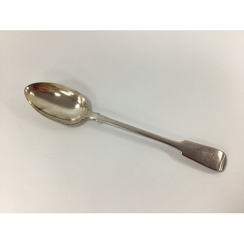 27 - A Victorian Hallmarked Silver Fiddle Pattern Basting Spoon, WS, London 1859, initialled, 30cm long (... 
