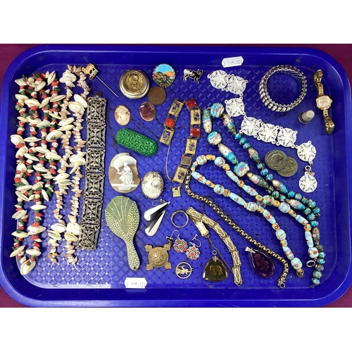 271 - A Collection of Antique and Later Costume Jewellery, including shell carved cameos Eos & Nyx (applie... 