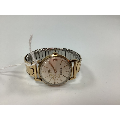 283 - Accurist; A Gent's 9ct Gold Cased Wristwatch, the circular signed dial with Arabic numerals and line... 
