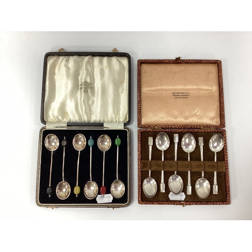 30 - A Cased Set of Six Hallmarked Silver Coffee Bean Spoons, Arthur Price & Co Ltd, Birmingham 1934; Tog... 