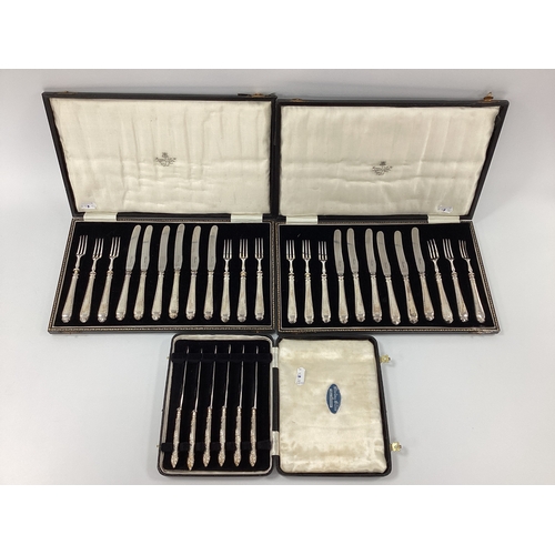34 - A Six Setting of Hallmarked Silver Handled Dessert/Pastry Knives and Forks, within Sharman D.Neil Lt... 