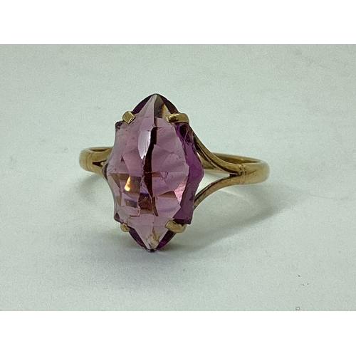 56 - A Vintage Single Stone Dress Ring, claw set, stamped 