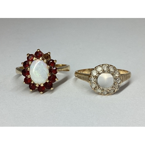 59 - A 9ct Gold Cluster Ring, of flowerhead design, claw set throughout (stone missing) (finger size N), ... 