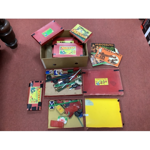 329 - A Quantity of Vintage Meccano Components, to include strips, plates, wheels, tyres, etc, mostly cont... 