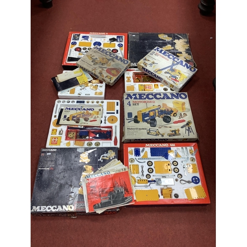 409 - Five Meccano Sets comprising of Set #8, #4M, #4, #2, #1. All sets missing parts. Bidder to assure th... 