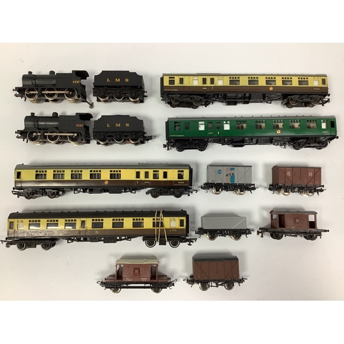 440 - A collection of British HO scale incuding two Lima 4F 0-6-0 locomotives, four wagons and two brake v... 