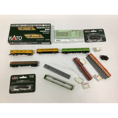441 - A collection of Japanese N gauge mainly by Kato including a boxed Seibu 101 two-car EMU (power car m... 