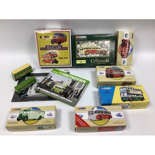 443 - Ten Diecast Model Buses by Corgi, EFE to include Corgi #97857 Bristol K Utility London Passenger Tra... 