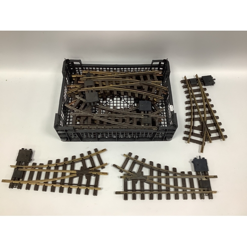 457 - Ten LGB G scale small-radius points (600mm) with motors, five left-had, five right-hand, all used, m... 