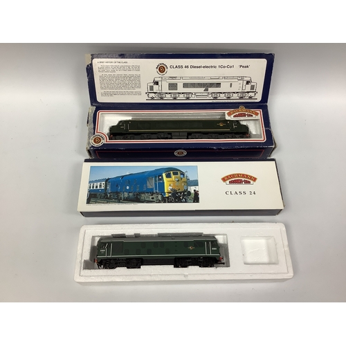 464 - Two boxed Bachmann 00 gauge BR green diesel locomotives: a Class 46 