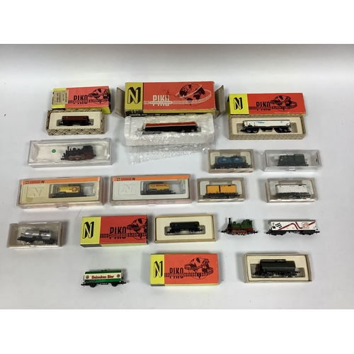 506 - A boxed Piko N gauge East German Class 118 diesel locomotive and two European 0-6-0 tank engines, al... 