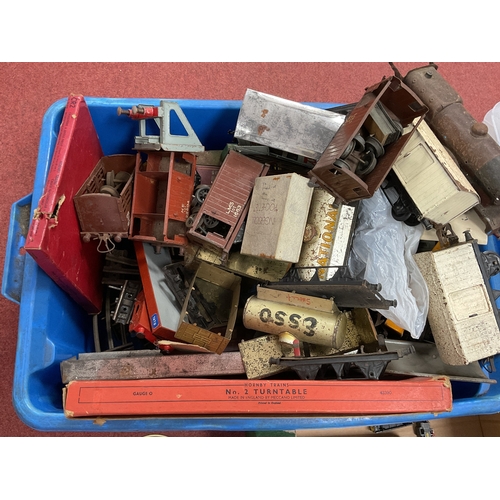 574 - Contents of a Hornby 'O' Gauge Model Railway Workshop, including track, rolling stock, spares, acces... 