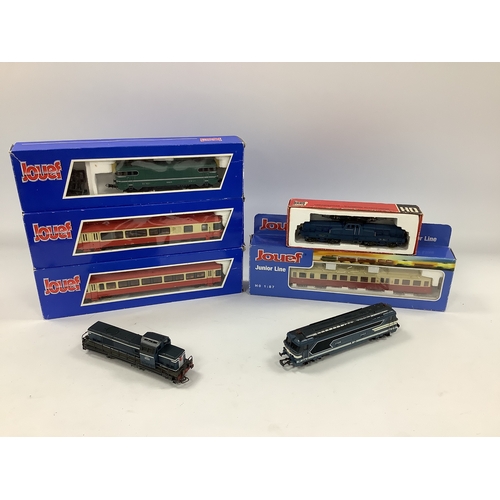 618 - Six Jouef HO scale SNCF (French) locomotives and railcars, including: boxed BB1300 centre-cab electr... 