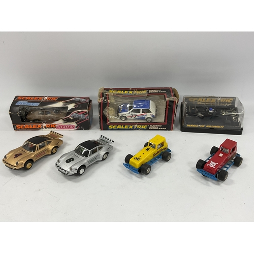 636 - Seven Scalextric 1:32 Scale Slot Cars to include C.287 Ford Escort Mk1 with lights, C.303 Austin Met... 