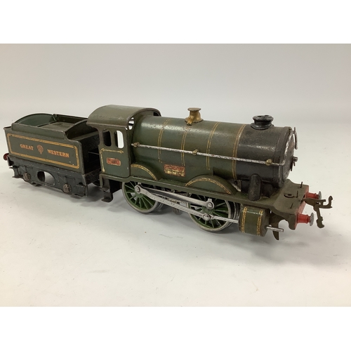 685 - A Pre-War Hornby 'O' Gauge 0-4-0 No 1 Special Locomotive and Tender, Great Western finish, playworn.