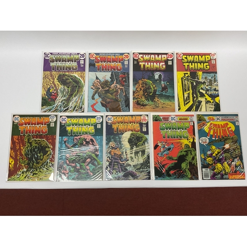 826 - Nine Swamp Thing comics by DC. Comprising of issues #1 key issue first issue of solo title, Wrightso... 