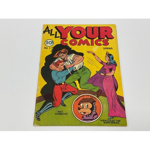 962 - All Your Comics #1 by Fox Feature Syndicate, 10 cents, Golden Age (1946). Faults include some wear t... 